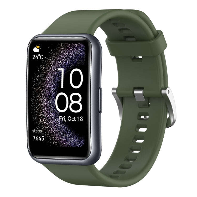 For Huawei Watch Fit Special Edition Solid Color Silicone Watch Band(Dark Green)