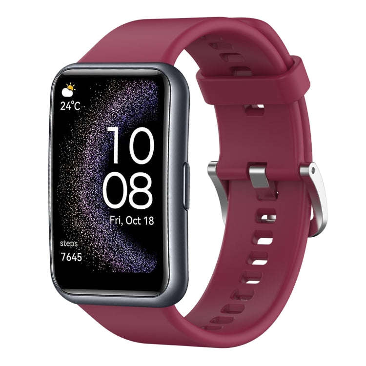 For Huawei Watch Fit Special Edition Solid Color Silicone Watch Band(Wine Red)