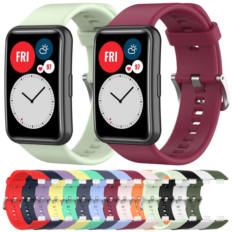 For Huawei Watch Fit Solid Color Silicone Watch Band(Red)