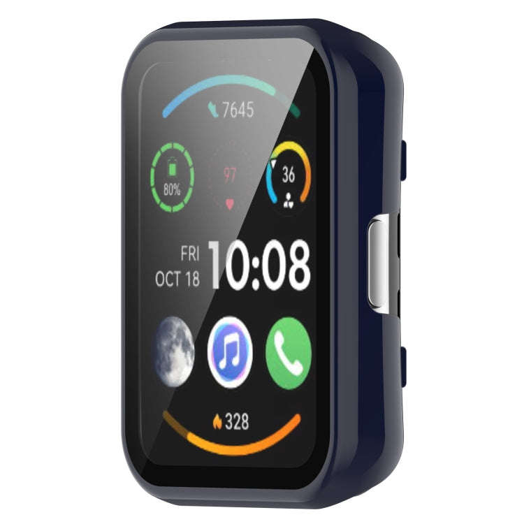 For Huawei Watch Fit New PC + 9H Tempered Film Integrated Watch Protective Case(Blue)