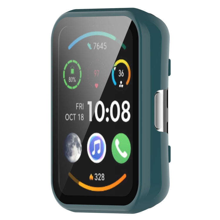 For Huawei Watch Fit New PC + 9H Tempered Film Integrated Watch Protective Case(Green)