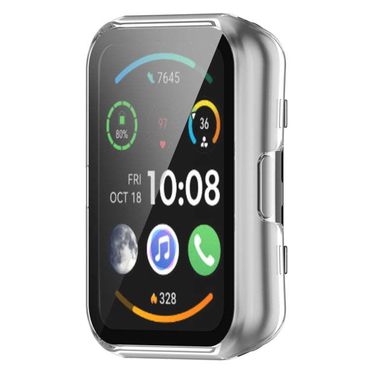 For Huawei Watch Fit New PC + 9H Tempered Film Integrated Watch Protective Case(Transparent)