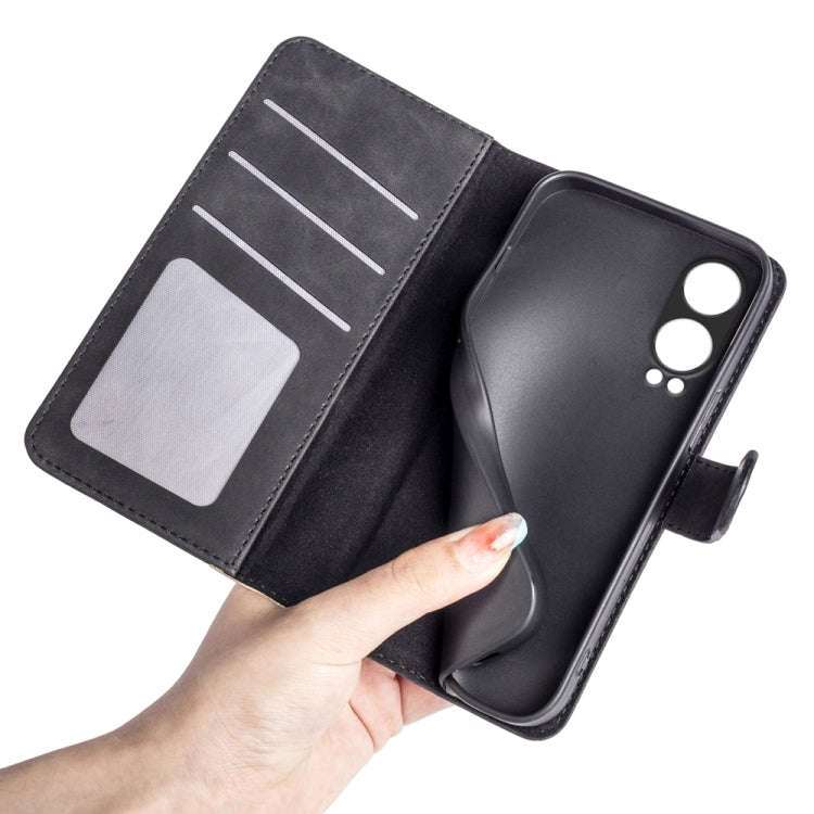 For OnePlus Nord CE4 Lite 5G Stitching Horizontal Flip Leather Phone Case(Black)