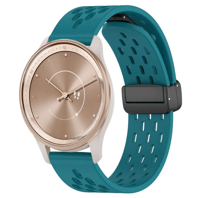 For GarminMove Trend 20mm Folding Magnetic Clasp Silicone Watch Band(Hidden Green)