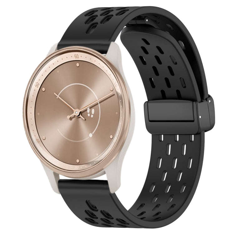 For GarminMove Trend 20mm Folding Magnetic Clasp Silicone Watch Band(Black)