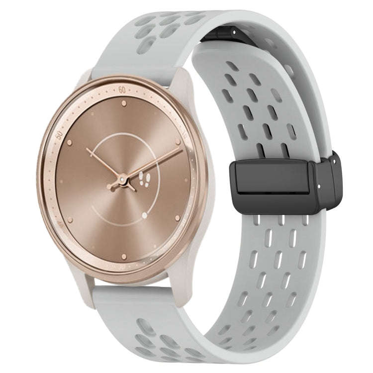 For GarminMove Trend 20mm Folding Magnetic Clasp Silicone Watch Band(Light Grey)