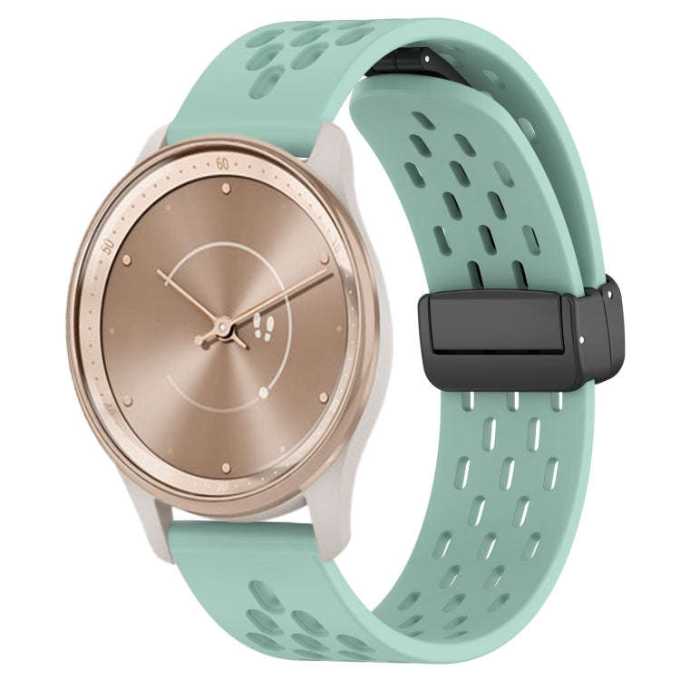 For GarminMove Trend 20mm Folding Magnetic Clasp Silicone Watch Band(Teal)