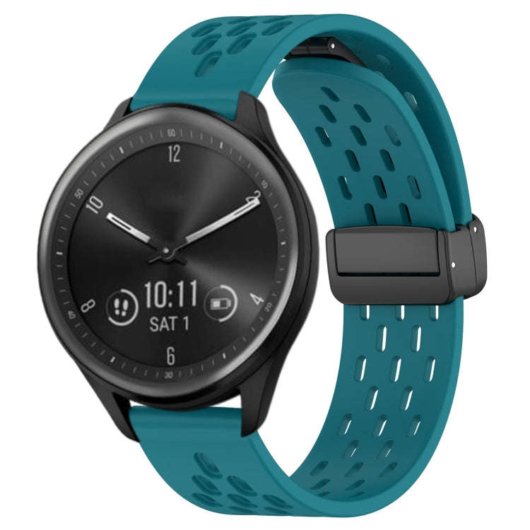 For Garmin Vivomove Sport 20mm Folding Magnetic Clasp Silicone Watch Band(Hidden Green)