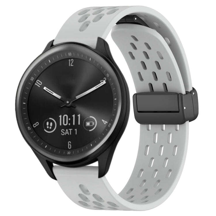 For Garmin Vivomove Sport 20mm Folding Magnetic Clasp Silicone Watch Band(Light Grey)
