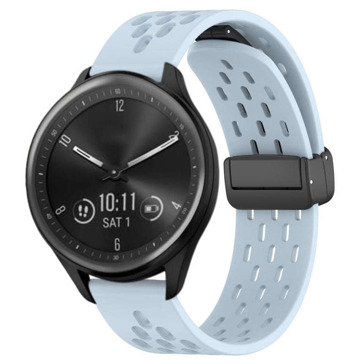 For Garmin Vivomove Sport 20mm Folding Magnetic Clasp Silicone Watch Band(Light Blue)