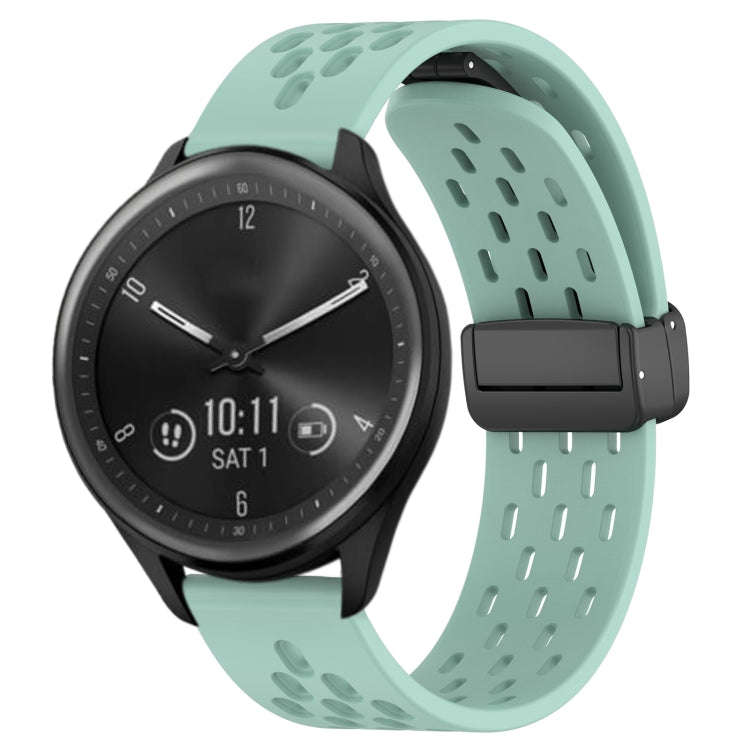 For Garmin Vivomove Sport 20mm Folding Magnetic Clasp Silicone Watch Band(Teal)