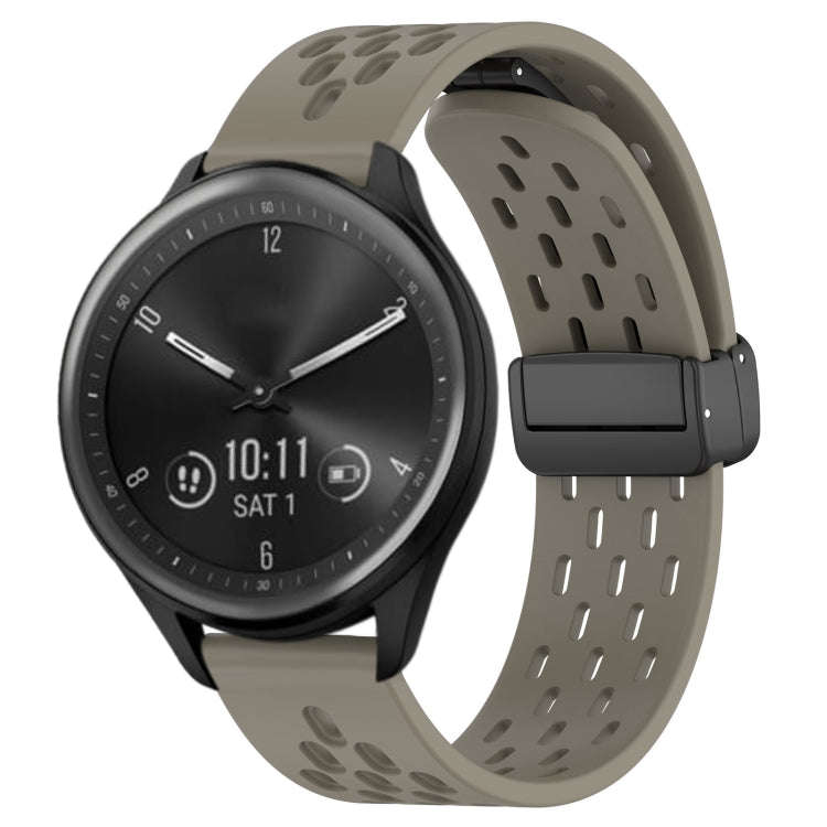 For Garmin Vivomove Sport 20mm Folding Magnetic Clasp Silicone Watch Band(Space Ash)