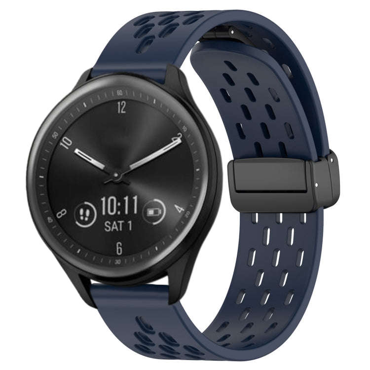For Garmin Vivomove Sport 20mm Folding Magnetic Clasp Silicone Watch Band(Midnight Blue)