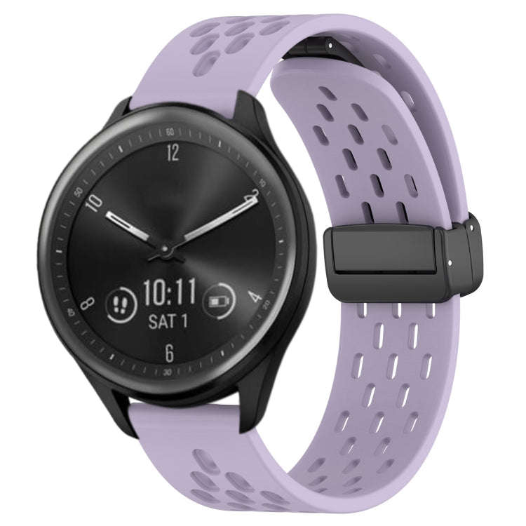 For Garmin Vivomove Sport 20mm Folding Magnetic Clasp Silicone Watch Band(Purple)
