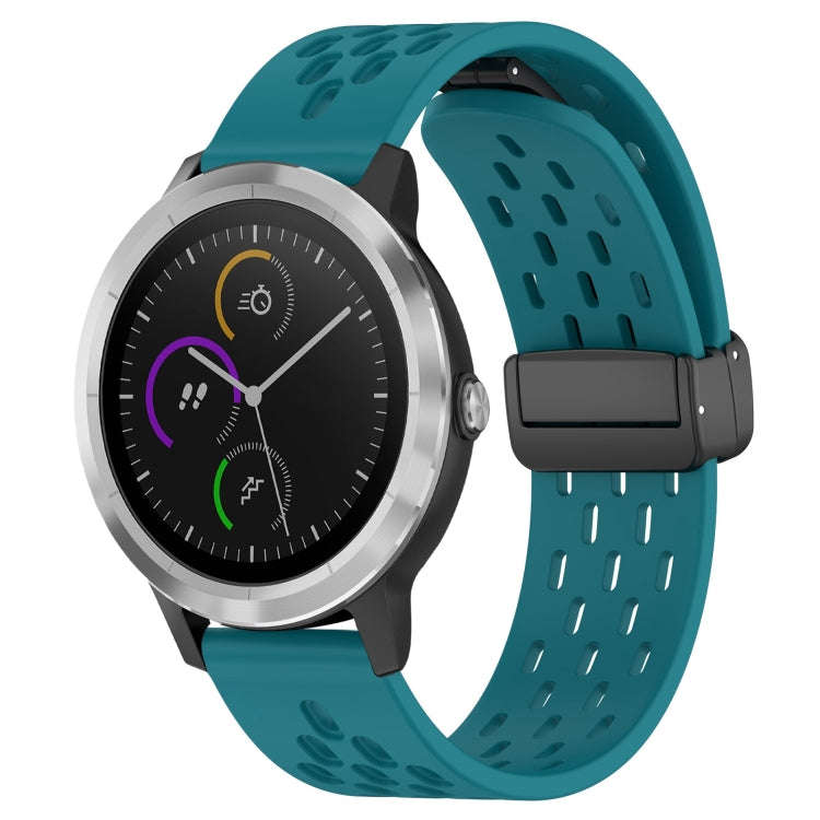 For Garmin Vivoactive3 20mm Folding Magnetic Clasp Silicone Watch Band(Hidden Green)