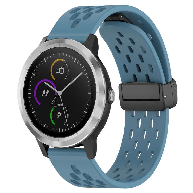 For Garmin Vivoactive3 20mm Folding Magnetic Clasp Silicone Watch Band(Blue)
