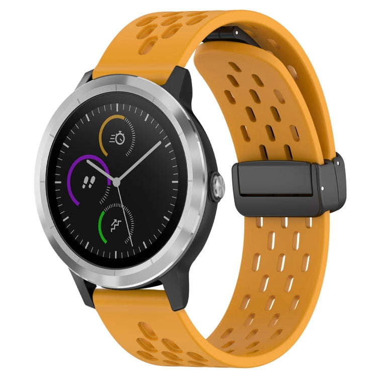 For Garmin Vivoactive3 20mm Folding Magnetic Clasp Silicone Watch Band(Yellow)