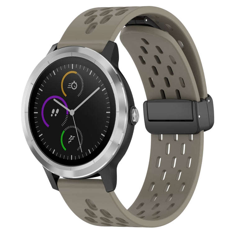 For Garmin Vivoactive3 20mm Folding Magnetic Clasp Silicone Watch Band(Space Ash)