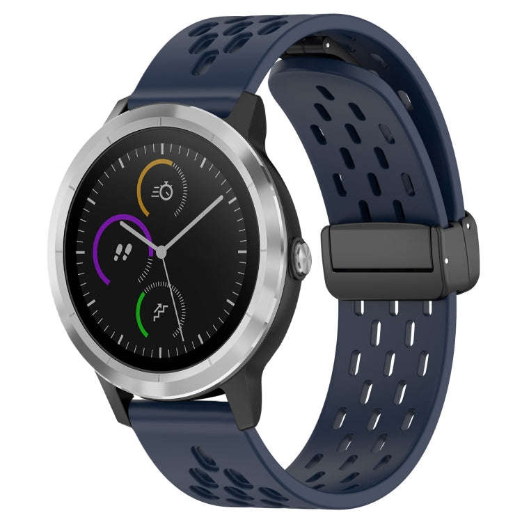 For Garmin Vivoactive3 20mm Folding Magnetic Clasp Silicone Watch Band(Midnight Blue)
