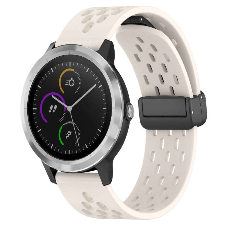 For Garmin Vivoactive3 20mm Folding Magnetic Clasp Silicone Watch Band(Starlight Color)