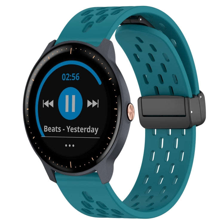 For Garmin Vivoactive3 Music 20mm Folding Magnetic Clasp Silicone Watch Band(Hidden Green)