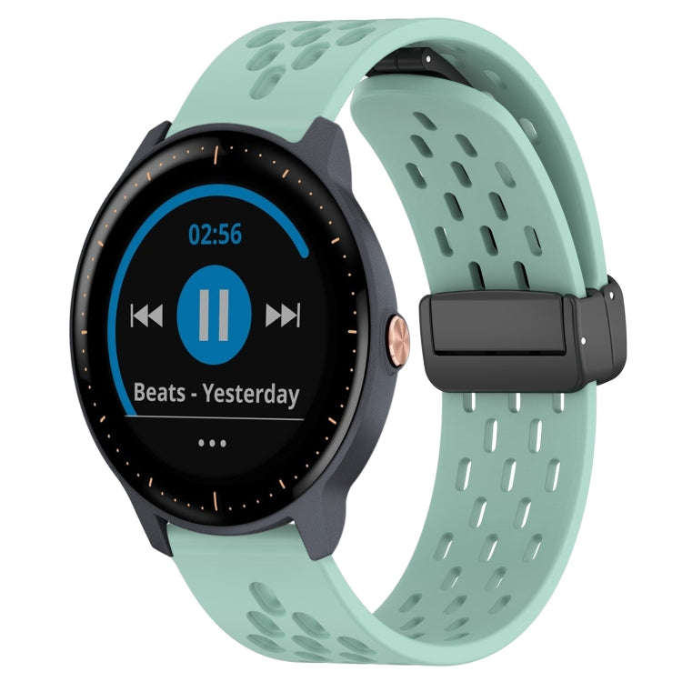 For Garmin Vivoactive3 Music 20mm Folding Magnetic Clasp Silicone Watch Band(Teal)