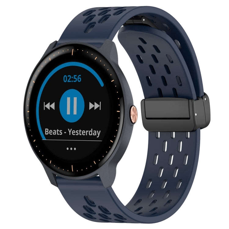 For Garmin Vivoactive3 Music 20mm Folding Magnetic Clasp Silicone Watch Band(Midnight Blue)