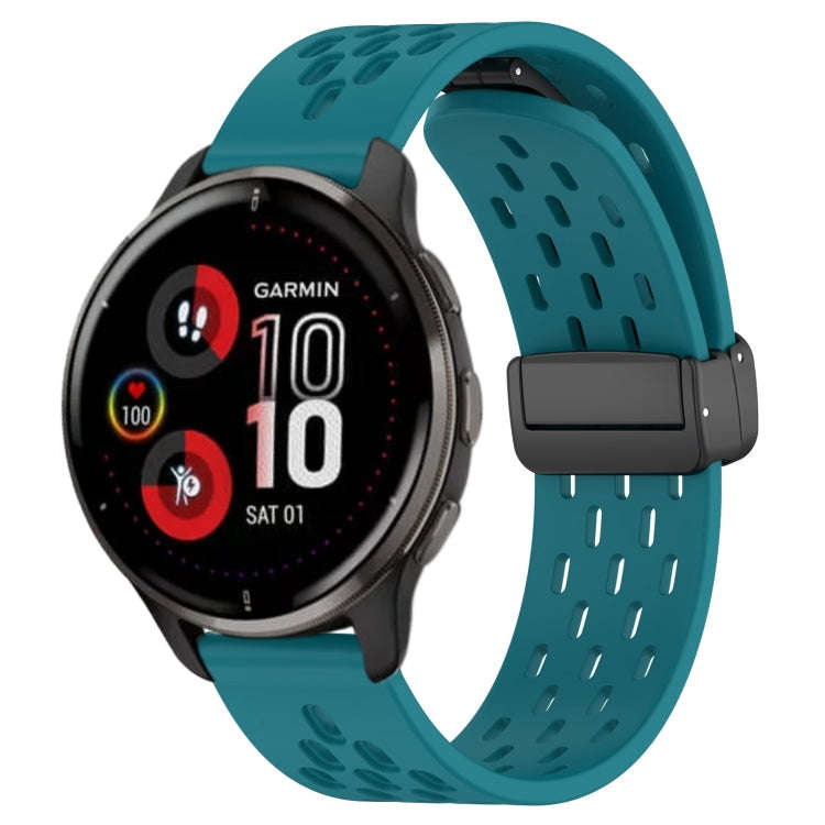 For Garmin Venu 2 Plus 20mm Folding Magnetic Clasp Silicone Watch Band(Hidden Green)