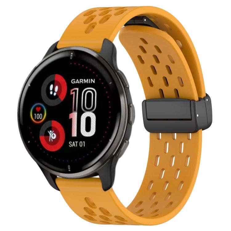For Garmin Venu 2 Plus 20mm Folding Magnetic Clasp Silicone Watch Band(Yellow)