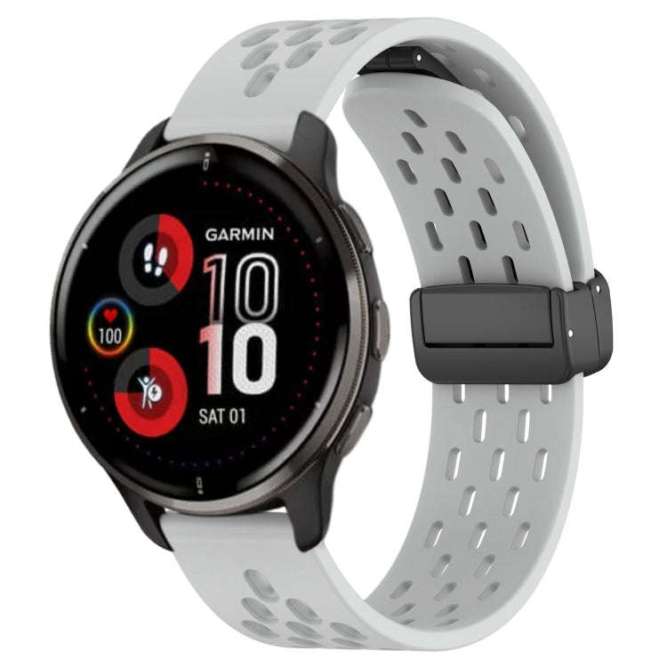 For Garmin Venu 2 Plus 20mm Folding Magnetic Clasp Silicone Watch Band(Light Grey)