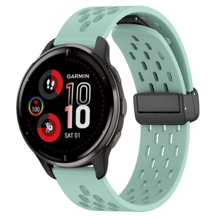 For Garmin Venu 2 Plus 20mm Folding Magnetic Clasp Silicone Watch Band(Teal)