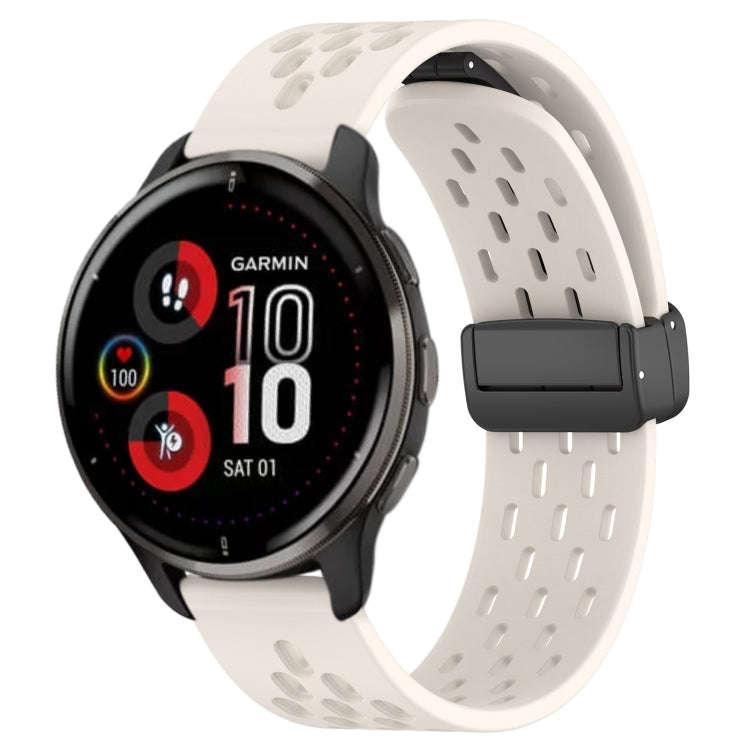 For Garmin Venu 2 Plus 20mm Folding Magnetic Clasp Silicone Watch Band(Starlight Color)