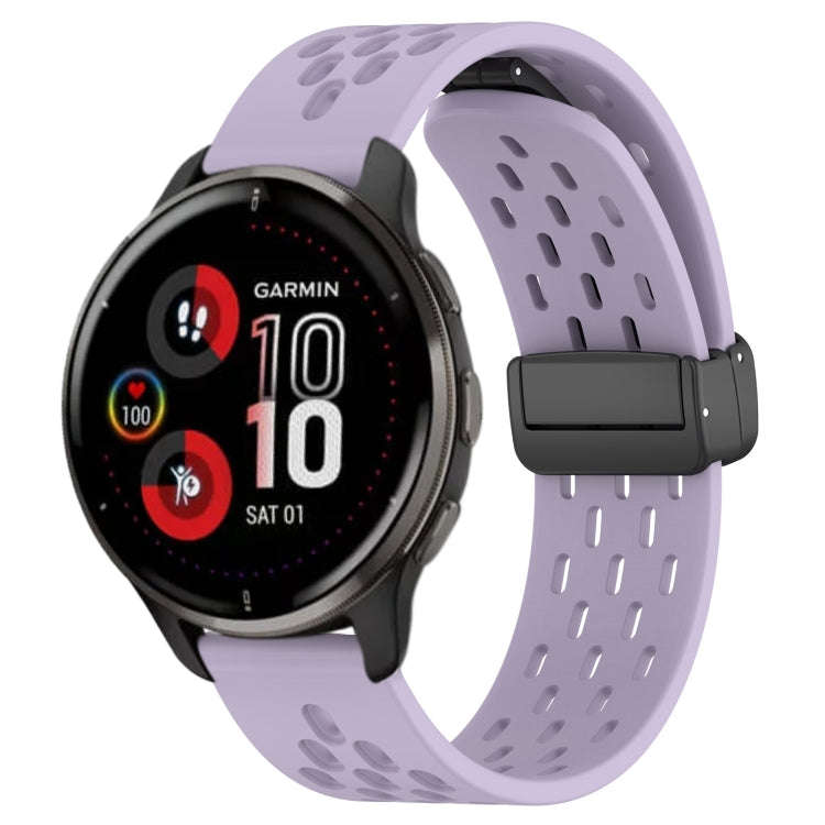 For Garmin Venu 2 Plus 20mm Folding Magnetic Clasp Silicone Watch Band(Purple)