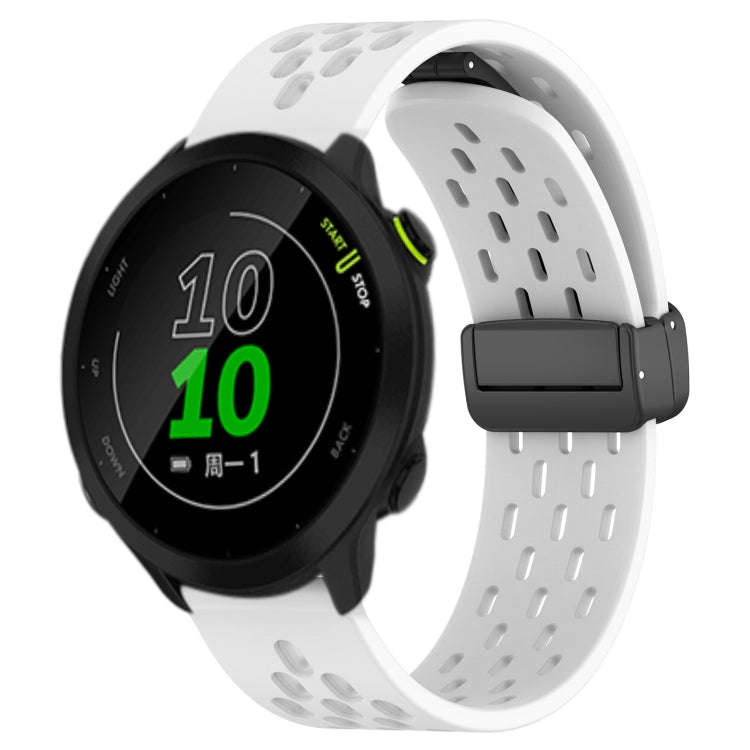 For Garmin Forerunner 158 20mm Folding Magnetic Clasp Silicone Watch Band(White)