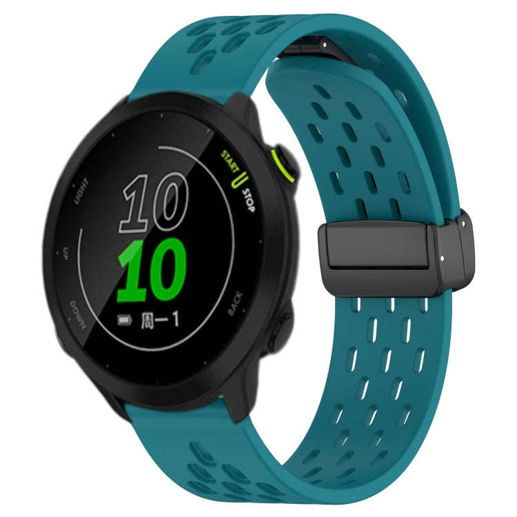 For Garmin Forerunner 158 20mm Folding Magnetic Clasp Silicone Watch Band(Hidden Green)