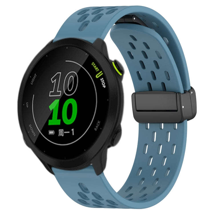 For Garmin Forerunner 158 20mm Folding Magnetic Clasp Silicone Watch Band(Blue)