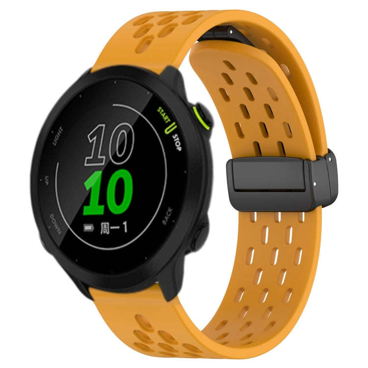 For Garmin Forerunner 158 20mm Folding Magnetic Clasp Silicone Watch Band(Yellow)