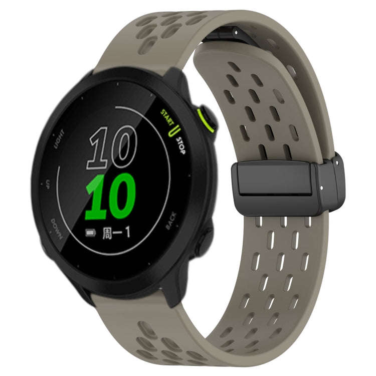 For Garmin Forerunner 158 20mm Folding Magnetic Clasp Silicone Watch Band(Space Ash)