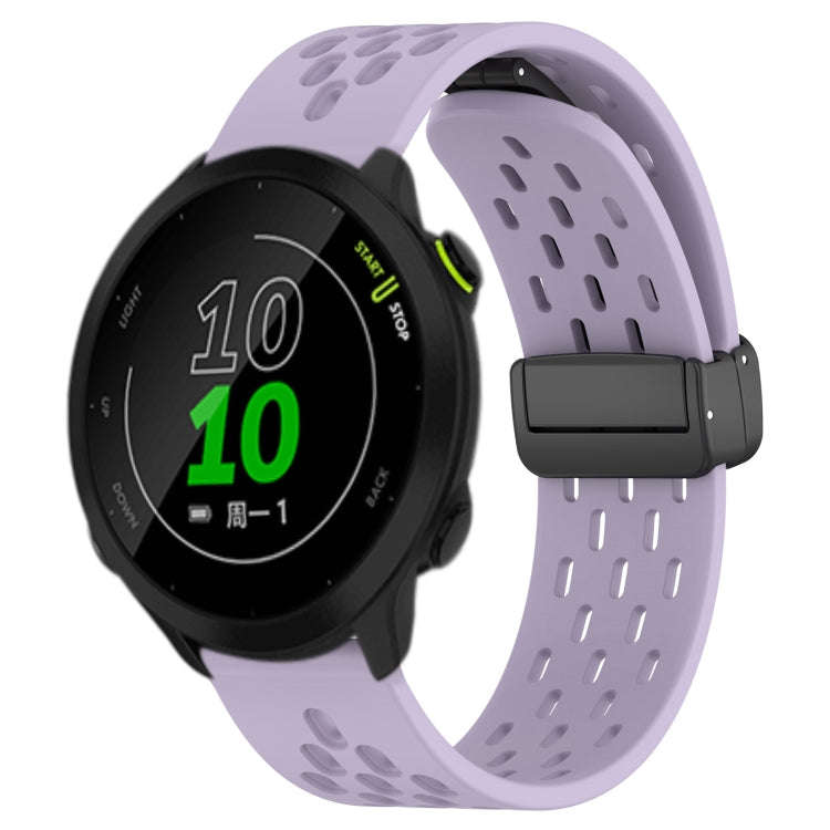 For Garmin Forerunner 158 20mm Folding Magnetic Clasp Silicone Watch Band(Purple)