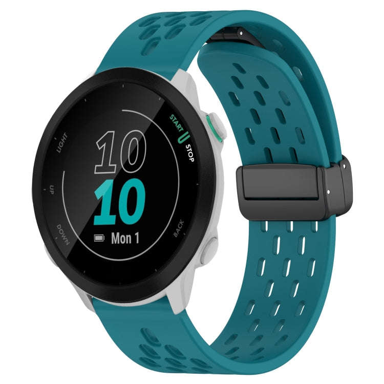 For Garmin Forerunner 55 20mm Folding Magnetic Clasp Silicone Watch Band(Hidden Green)