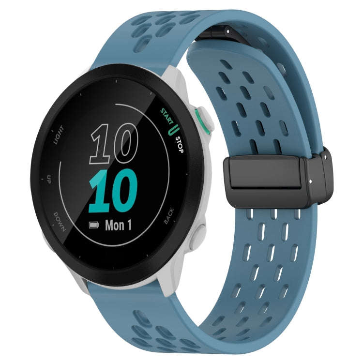 For Garmin Forerunner 55 20mm Folding Magnetic Clasp Silicone Watch Band(Blue)