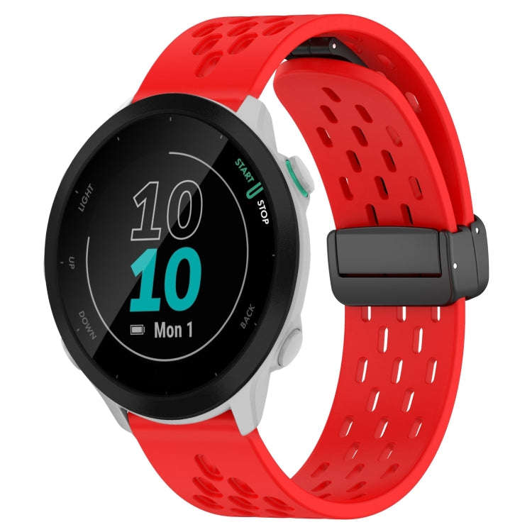 For Garmin Forerunner 55 20mm Folding Magnetic Clasp Silicone Watch Band(Red)