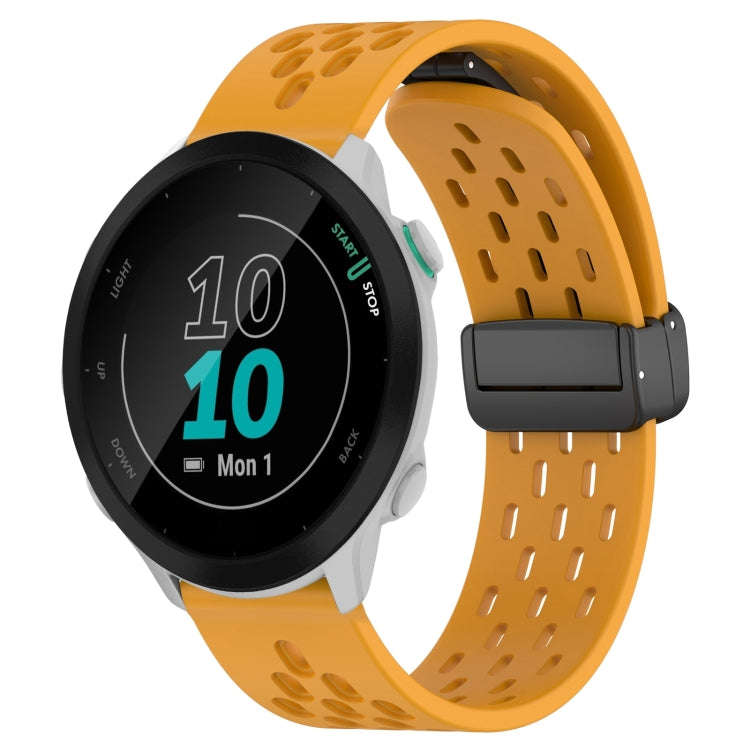 For Garmin Forerunner 55 20mm Folding Magnetic Clasp Silicone Watch Band(Yellow)