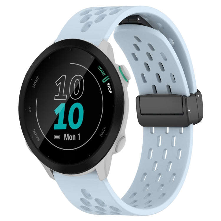 For Garmin Forerunner 55 20mm Folding Magnetic Clasp Silicone Watch Band(Light Blue)
