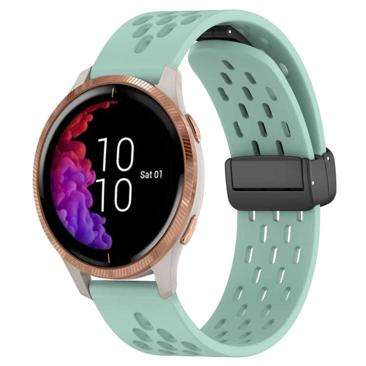For Garmin Venu 20mm Folding Magnetic Clasp Silicone Watch Band(Teal)