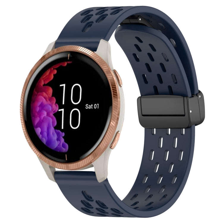 For Garmin Venu 20mm Folding Magnetic Clasp Silicone Watch Band(Midnight Blue)