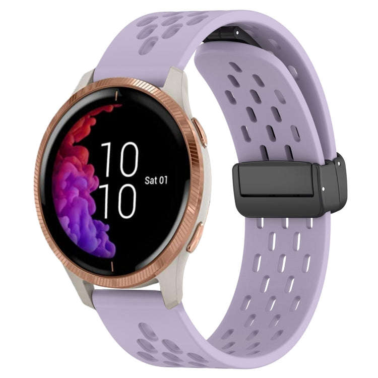For Garmin Venu 20mm Folding Magnetic Clasp Silicone Watch Band(Purple)
