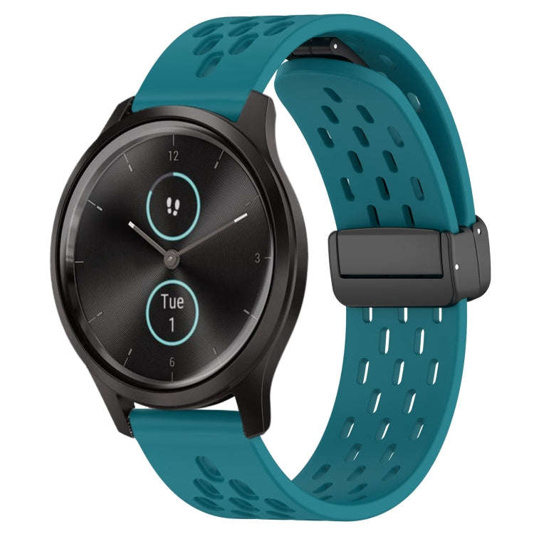 For Garmin VivoMove Style 20mm Folding Magnetic Clasp Silicone Watch Band(Hidden Green)