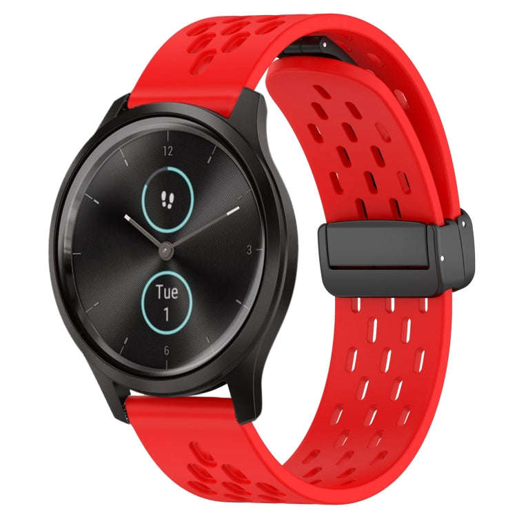 For Garmin VivoMove Style 20mm Folding Magnetic Clasp Silicone Watch Band(Red)