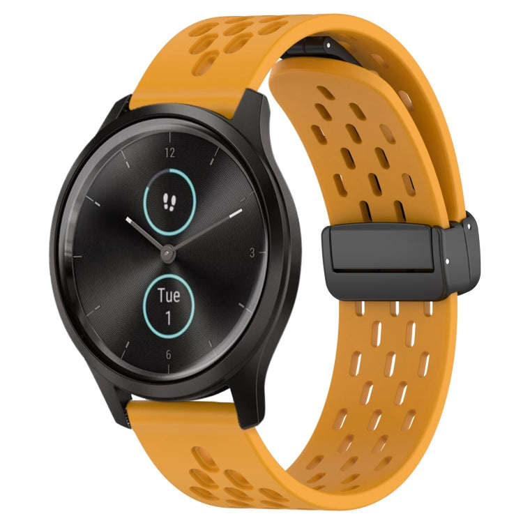 For Garmin VivoMove Style 20mm Folding Magnetic Clasp Silicone Watch Band(Yellow)